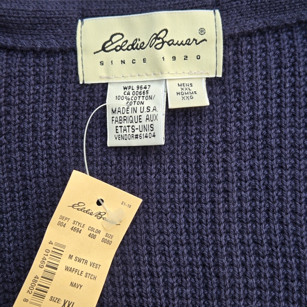 Vintage Eddie Bauer Sweater Vest XXL new With Tags Blue Knit - Picture 5 of 9